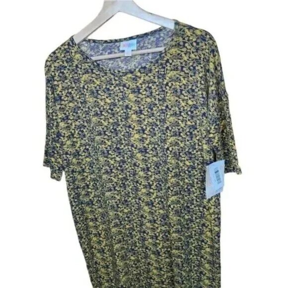 LuLaRoe Irma Tunic Oversized Top Women’s Size XS Blue & Yellow relaxed shirt - Picture 4 of 7